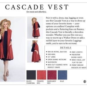 Agnes & Dora Cascade Vest Burgundy Red